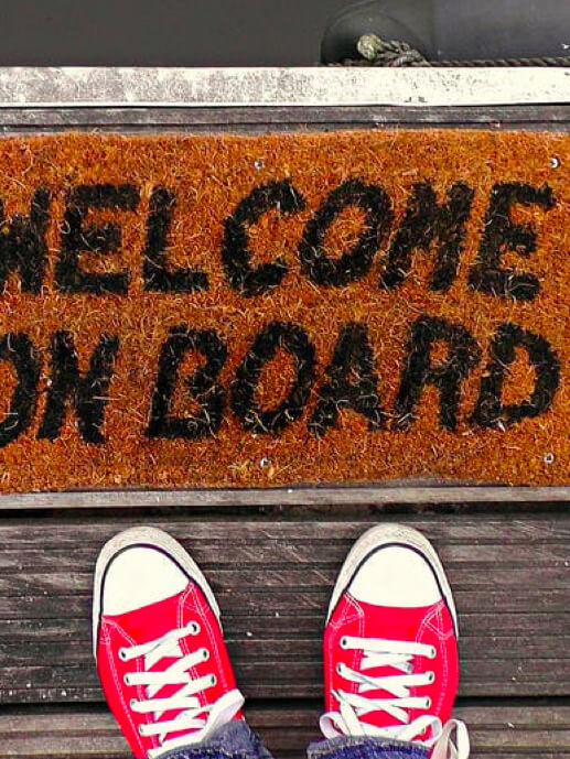 Babel Products Solutions Orion. A doormat that says "Welcome on board"