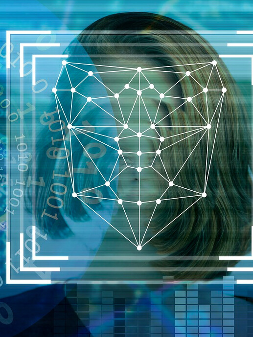 Babel Productos Soluciones Orion. Fotomontaje de una mujer con una red vectorial definiendo su cara